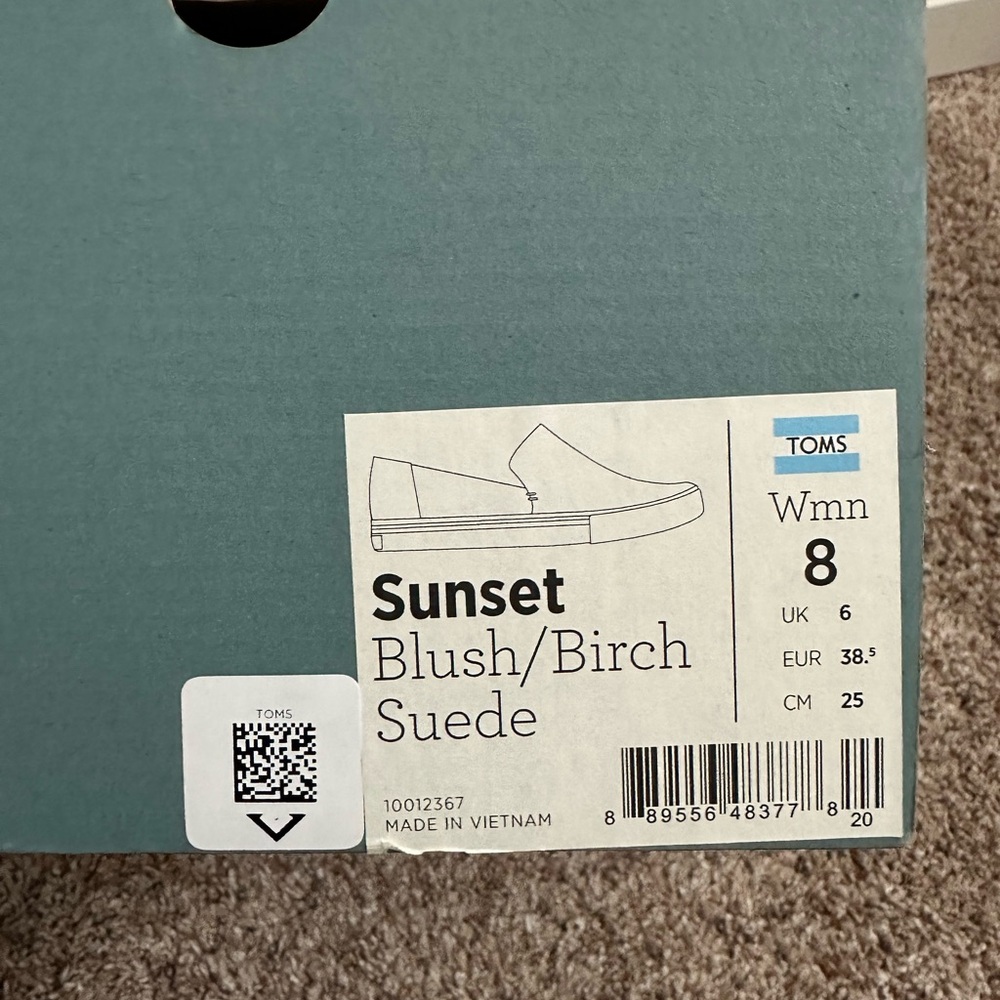 TOMS Sunset Slip On Shoes Blush Birch Suede Women’s Size 8 NWT In Box - Picture 6 of 7